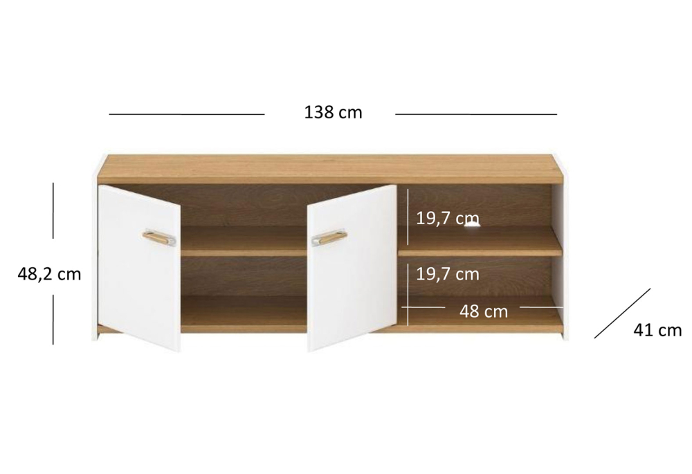 TV stolek 2d/140 bílý mat Adam - detail