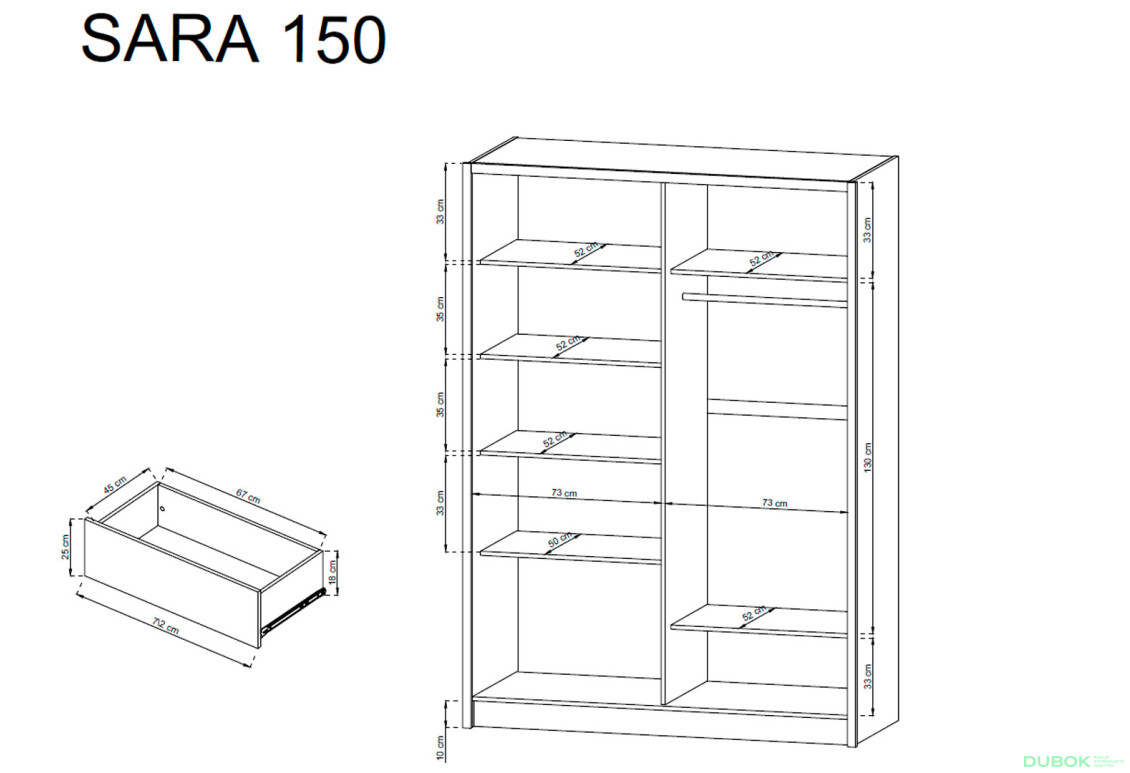Фото 4 - Skříň Sara 150 bílý / bílý