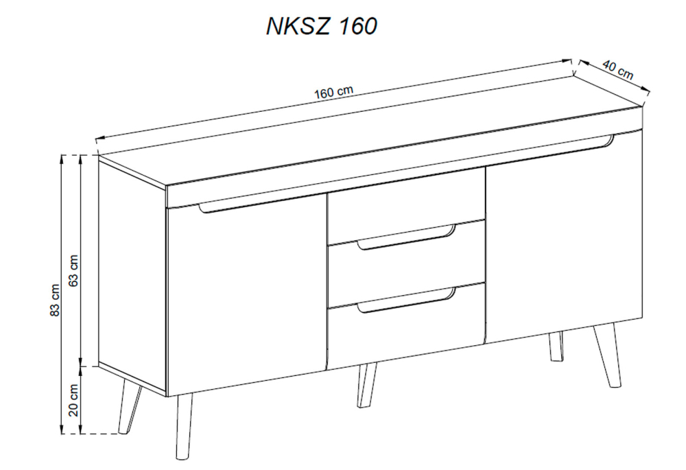 Komoda NKSZ160 Nordi bílá / bílý lesk