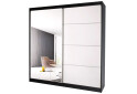 Fotografie 1 - Skříň Multi 35, 183 černá + fasáda bílý lesk + zrcadlo