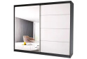 Fotografie 1 - Skříň Multi 35, 233 šedá + fasáda bílý lesk + zrcadlo