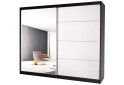 Fotografie 1 - Skříň Multi 35, 233 černá + fasáda bílý lesk + zrcadlo