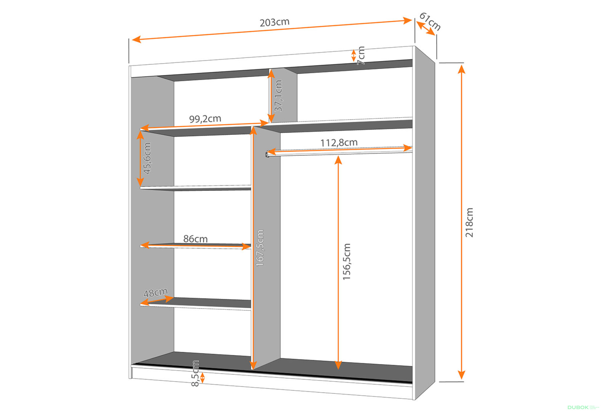 Fotografie 4 - Skříň Multi 32, 203 grafit + fasáda kathult + lacobel + zrcadlo