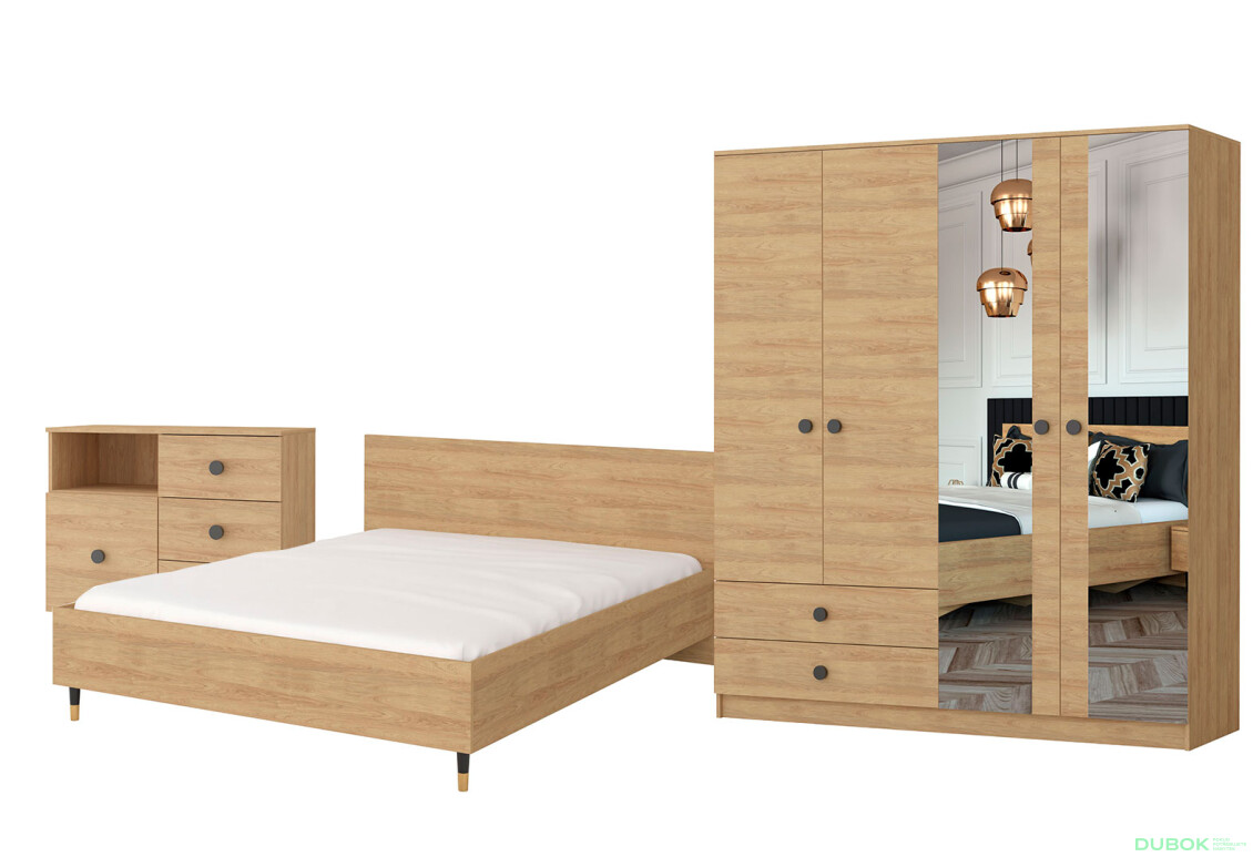 Fotografie 2 - Série do ložnice Ložnice Lux hickory přírodní + černá