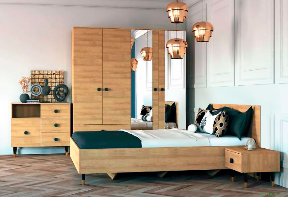 Série do ložnice Ložnice Lux hickory přírodní + černá