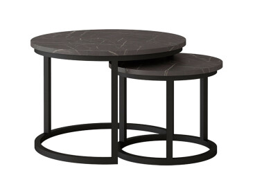 Konferenční stolek Toronto 50x42 + 70x46 černý / mramor pietra černý