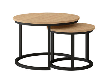 Konferenční stolek Toronto 50x42 + 70x46 černý / dub hickory