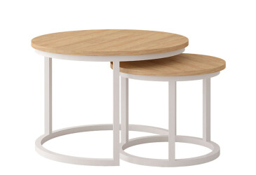 Konferenční stolek Toronto 50x42 + 70x46 bílý / dub hickory