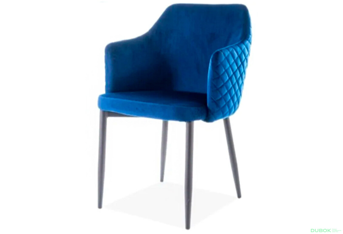 Židle Astor Velvet tmavě modrá Bluvel 86, matná černá kov