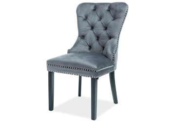 Židle August Velvet šedý Bluvel 14, dřevo, černý