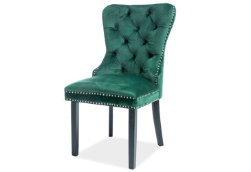 Židle August Velvet zelený Bluvel 78, dřevo, černý