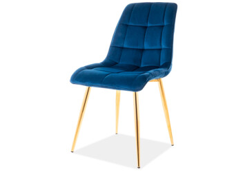 Židle Chic Velvet tmavě modrá Bluvel 86, zlatý kov