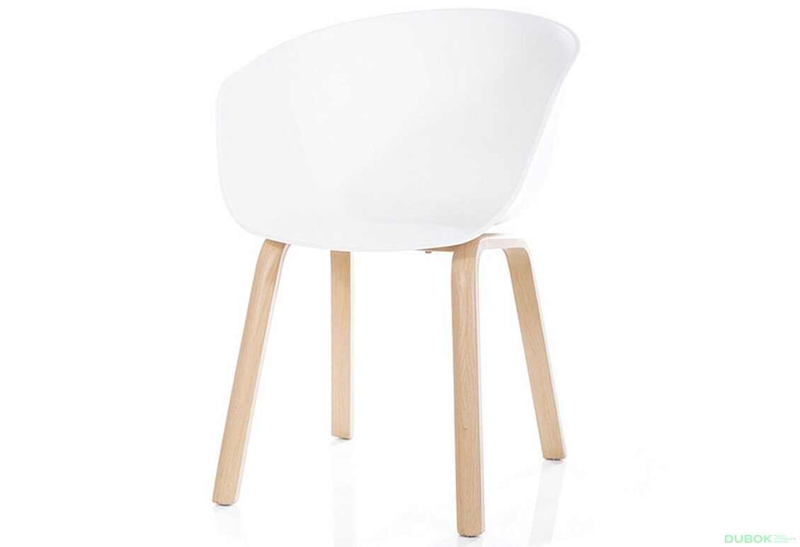 Židle Ego PP, bílý / kov, barva: dub