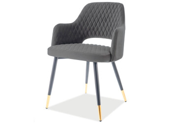 Židle Franco Velvet šedý Bluvel 14, kov černý / zlatý