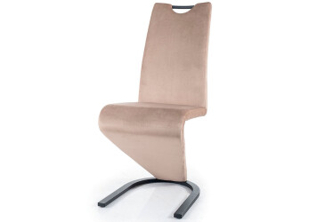 Židle H-090 Velvet tmavě béžový Bluvel 40, matná černá kov