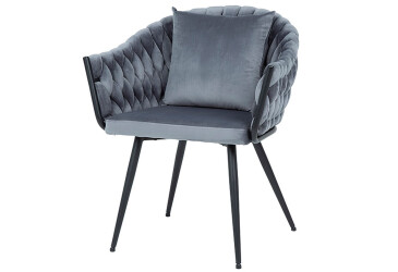 Židle Nuvo Velvet šedý Bluvel 14, kov černá matná