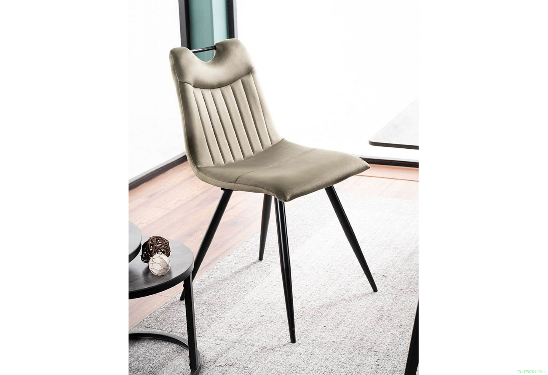 Fotografie 4 - Židle Orfe Velvet olivový Bluvel 77, kov černá matná