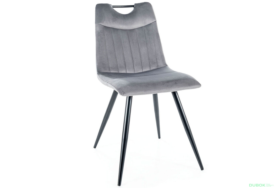 Fotografie 3 - Židle Orfe Velvet šedý Bluvel 14, kov černá matná