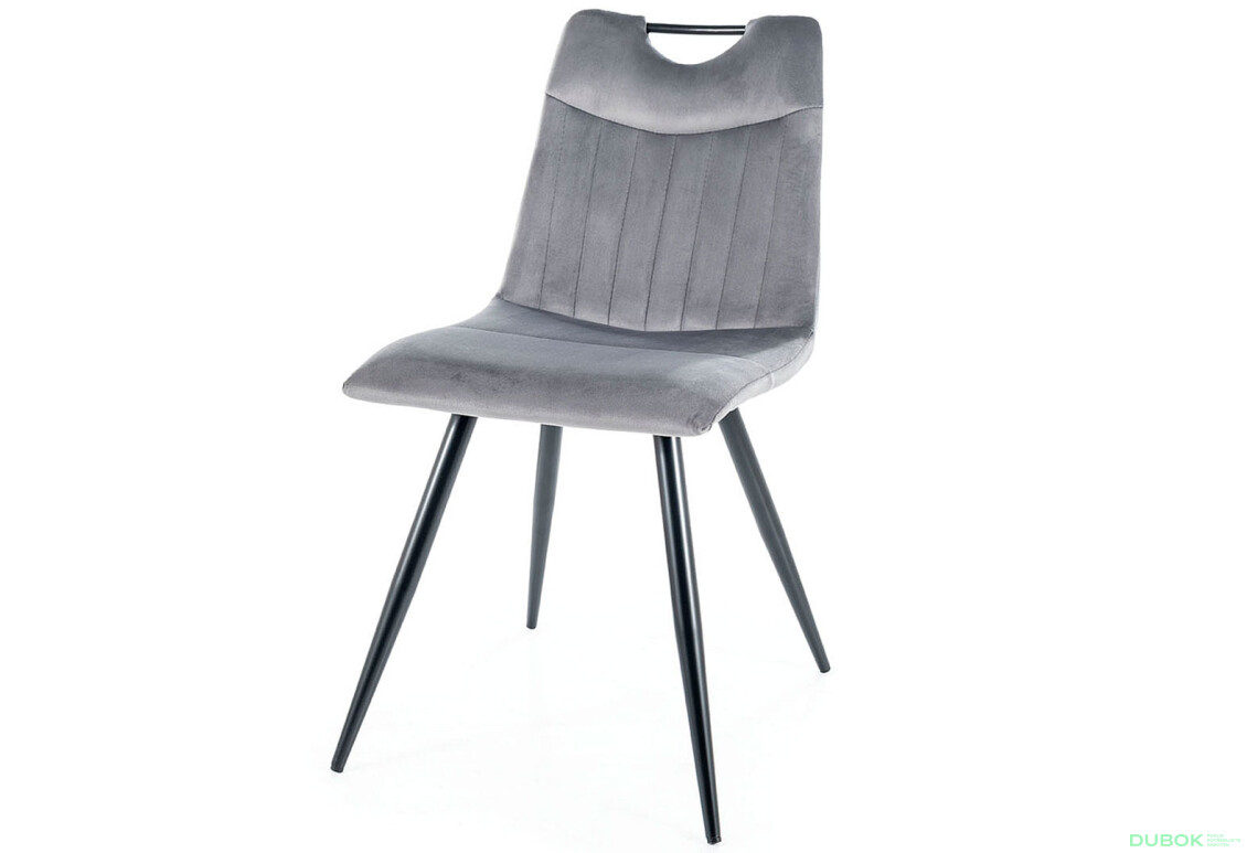 Židle Orfe Velvet šedý Bluvel 14, kov černá matná