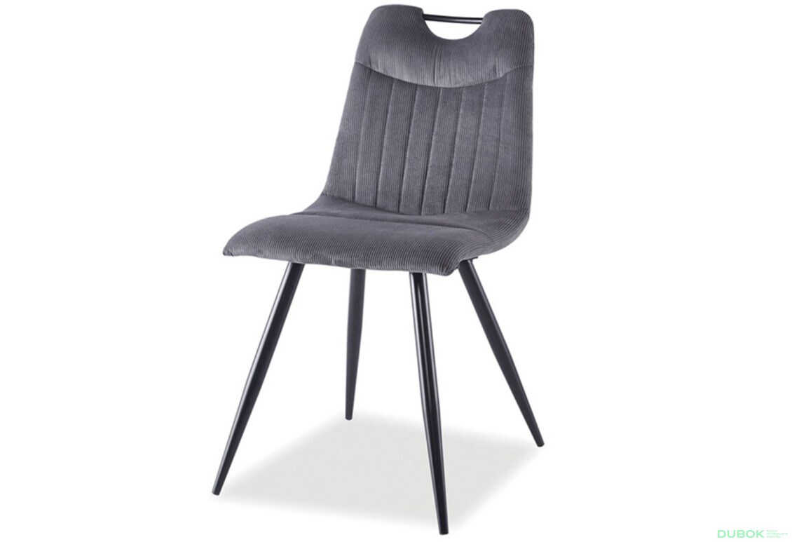 Židle Orfe Sztruks šedý Fjord 15, kov černá matná