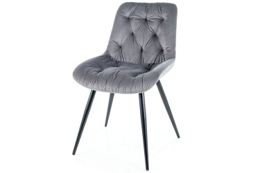 Židle Praga Velvet šedý Bluvel 14, kov černá matná