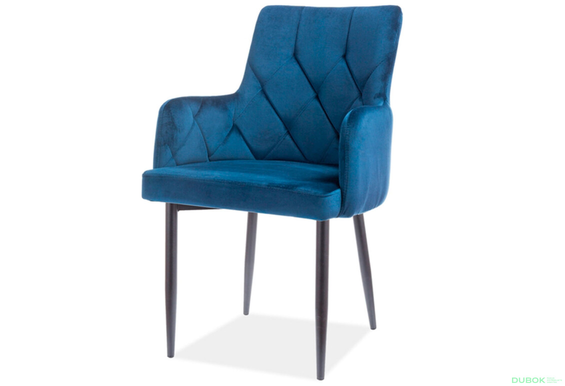 Židle Ricardo Velvet tmavě modrá Bluvel 86, kov černá matná