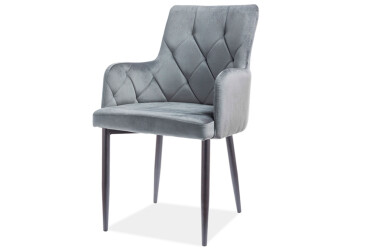 Židle Ricardo Velvet šedý Bluvel 14, kov černá matná