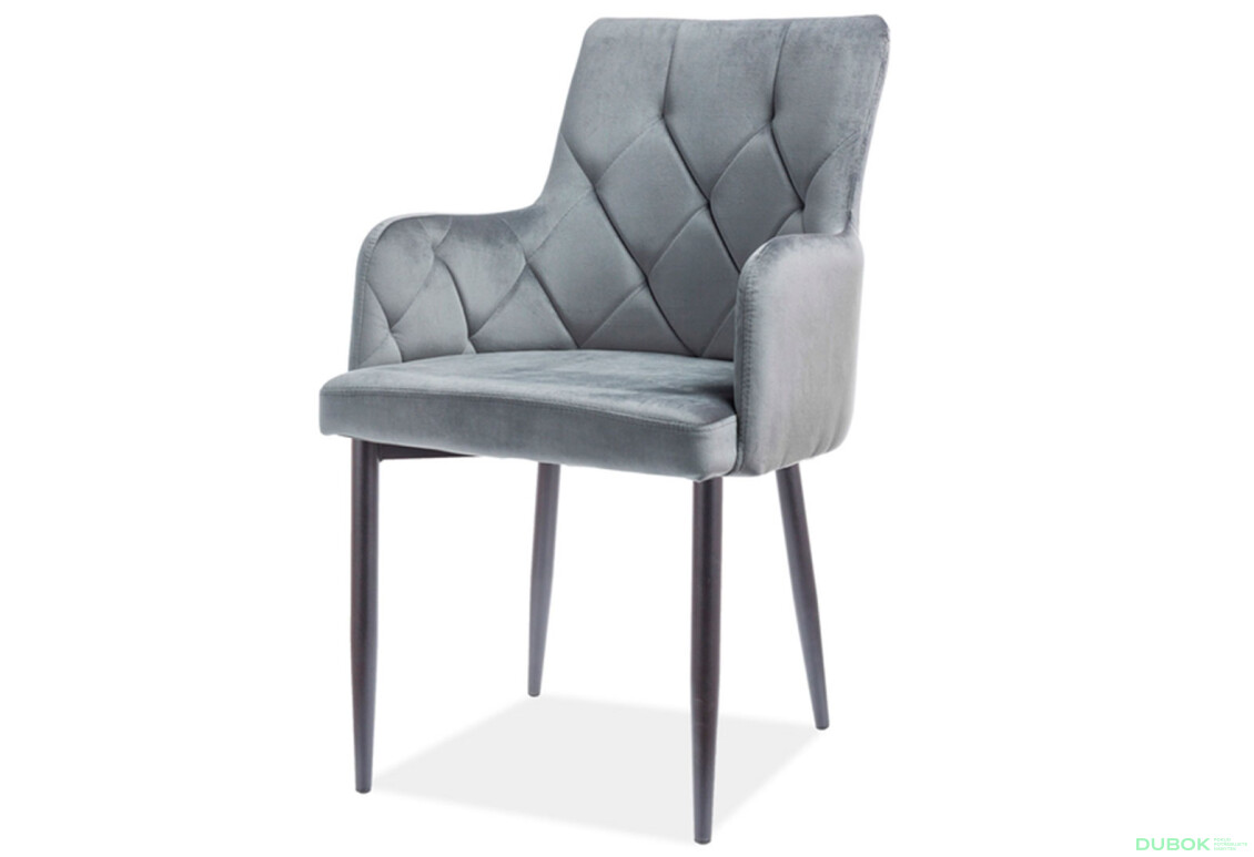 Židle Ricardo Velvet šedý Bluvel 14, kov černá matná