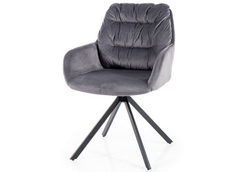 Židle Spello Velvet šedý Bluvel 14, kov černá matná