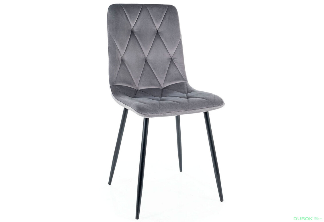 Fotografie 3 - Židle Tom Velvet šedý Bluvel 14, matná černá kov