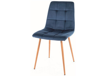 Židle Mila D Velvet tmavě modrá Bluvel 86, kov, dąb