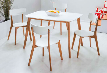 Stůl Mosso 120x75 + 4 židle Mosso, barva: dub / bílý