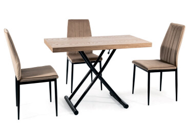 Stůl Giotto 110x60 + 3 židle Atom Velvet béžový Bluvel 28, matná černá kov