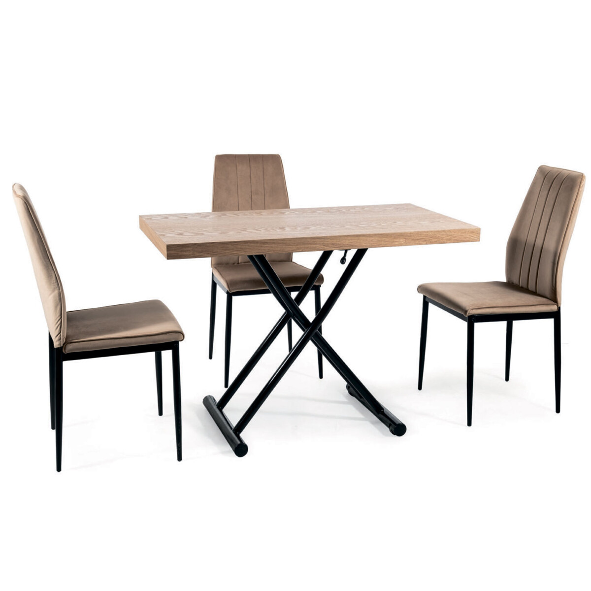 

Stůl Giotto 110x60 + 3 židle Atom Velvet béžový Bluvel 28, matná černá kov