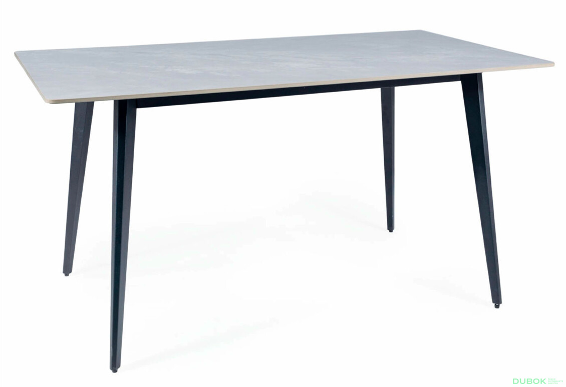 Fotografie 3 - Stůl Ivy 140x80 mramorový efekt, šedý / černý mat