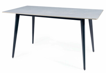 Stůl Ivy 140x80 mramorový efekt, šedý / černý mat