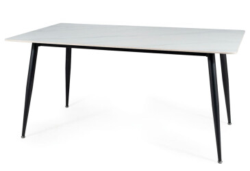 Stůl Rion 160x90 mramorový efekt, bílý / černý mat