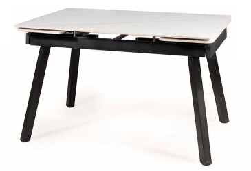 Stůl John 120(180)x85 mramorový efekt, bílý / černý matný