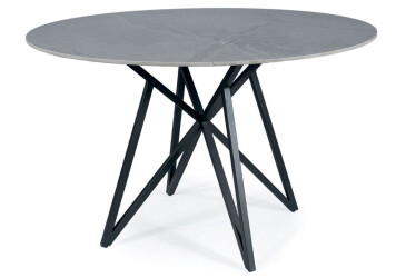 Stůl Murano 120 mramorový efekt, šedý / kov matná černá