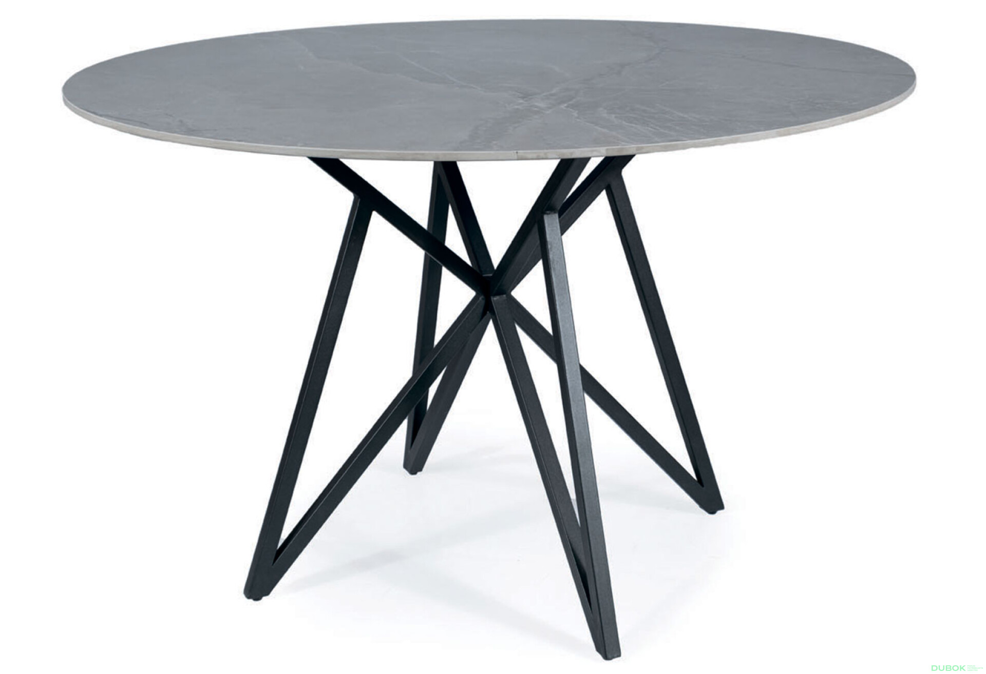 Fotografie 1 - Stůl Murano 120 mramorový efekt, šedý / kov matná černá