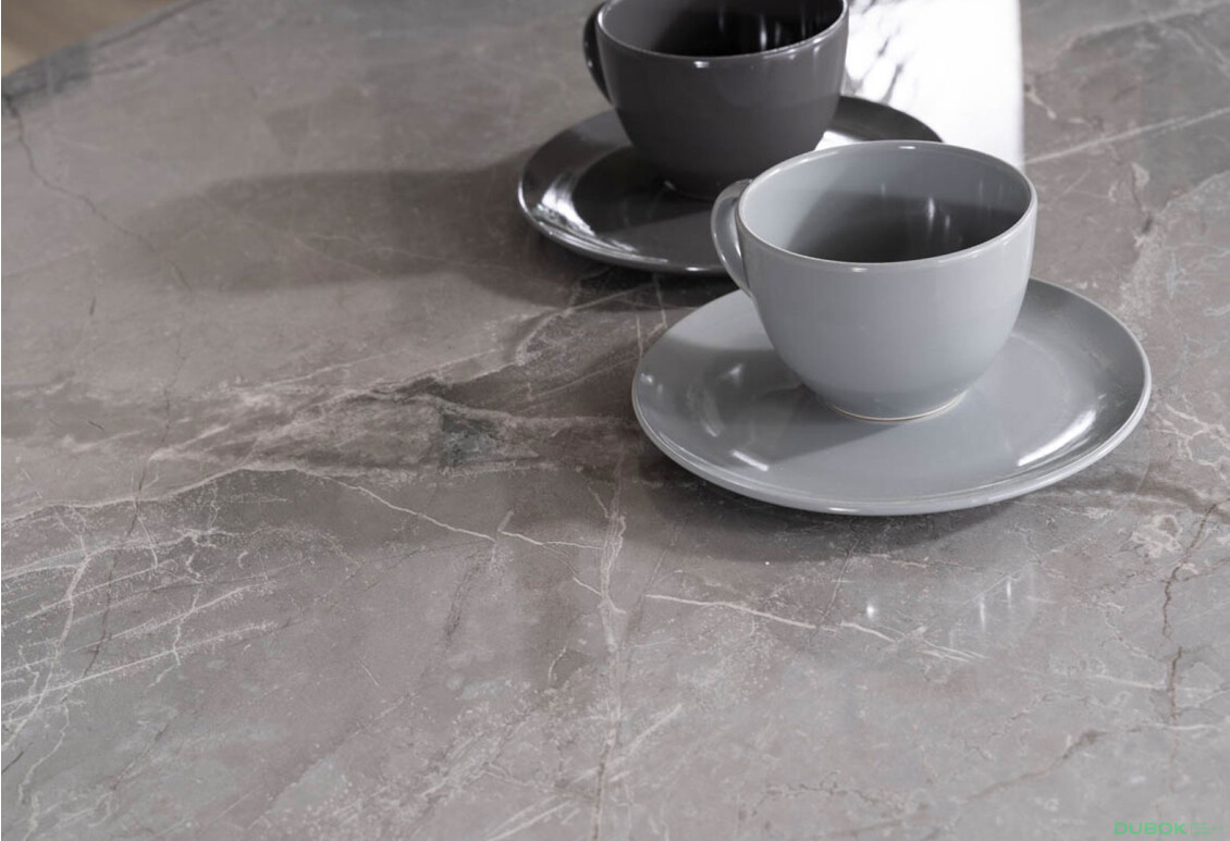 Fotografie 7 - Stůl Murano 120 mramorový efekt, šedý / kov matná černá