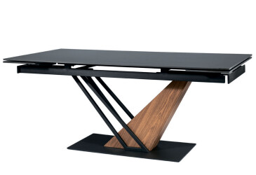 Stůl Genesis 180(240)x90 s mramorovým efektem, černý / jasan + černý matný