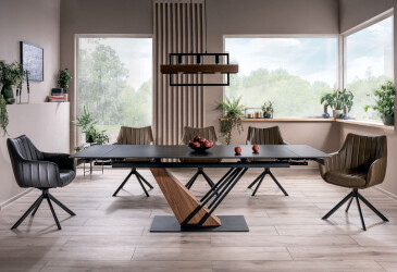 Stůl Genesis 180(240)x90 + 5 židle Azalia olivová, šedá Buffalo