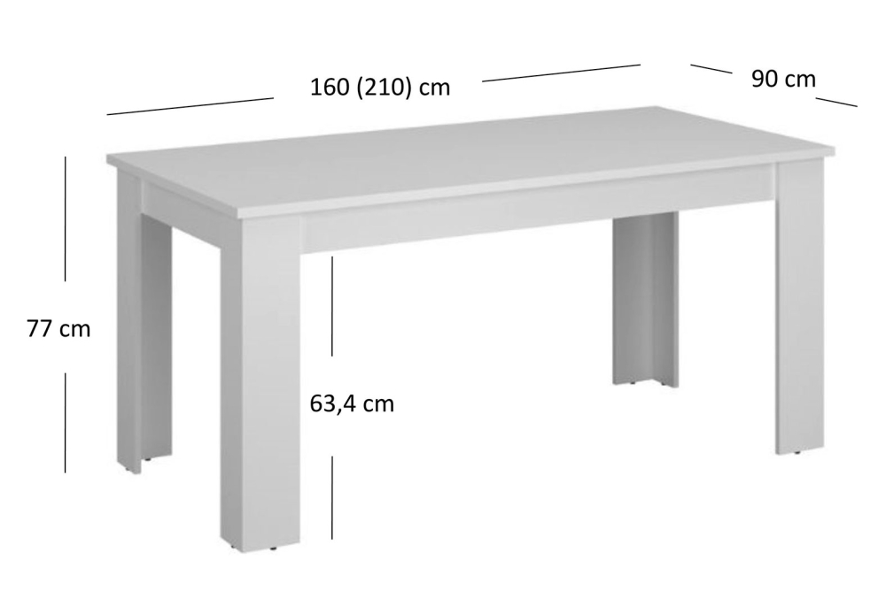 Rozkládací stůl 160/210 bílý Erden