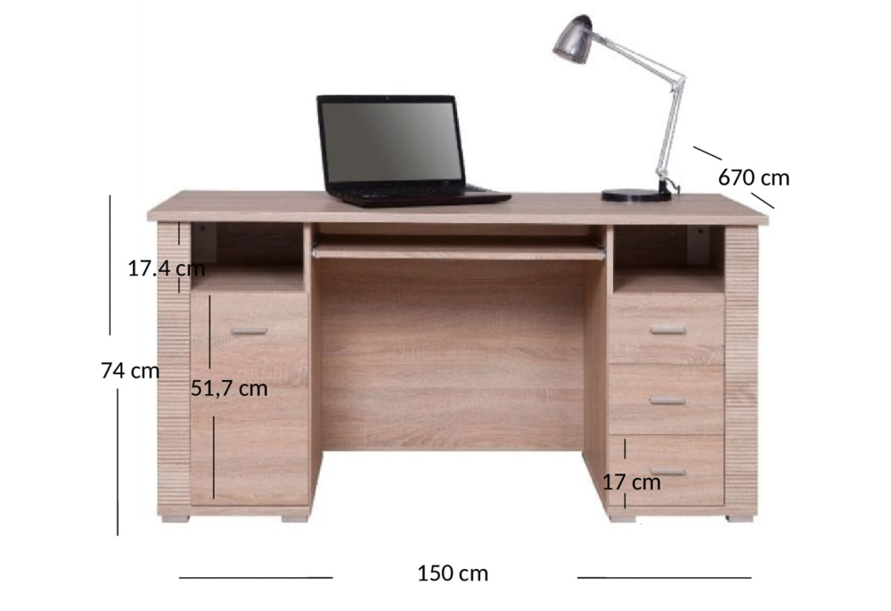 Psací stůl 1d3s/150 dub sonoma Gress