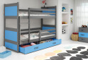 Фото 2 - Patrová postel Rico grafit / modrý 90x200 cm s matrací