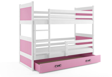 Patrová postel Rico bílé / růžový 90x200 cm s matrací