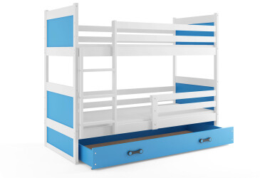 Patrová postel Rico bílé / modrý 90x200 cm s matrací
