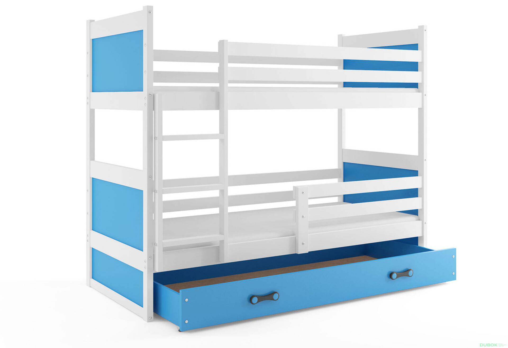 Фото 1 - Patrová postel Rico bílé / modrý 90x200 cm s matrací