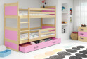 Фото 2 - Patrová postel Rico borovice / růžový 90x200 cm s matrací
